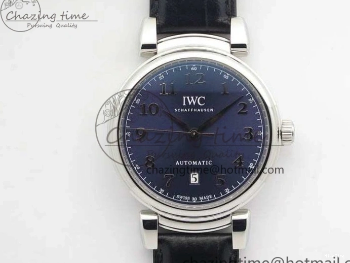 MIROTIME 0209 Da Vinci IW356601 SS TW 1:1 Best Edition Blue Dial On Black Leather Strap A Durable 7239